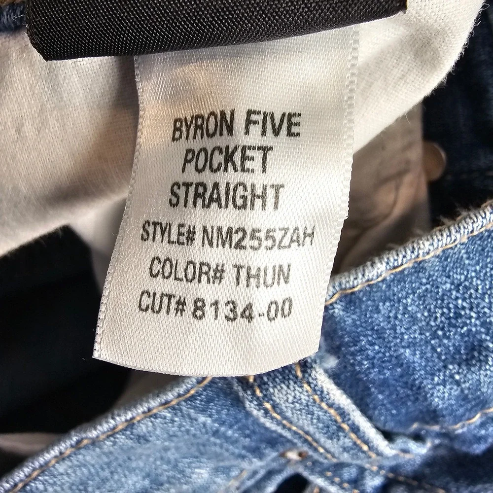 Hudson Byron Straight Leg Mens Blue Jeans‎ Button Fly NM255ZAH Size 34